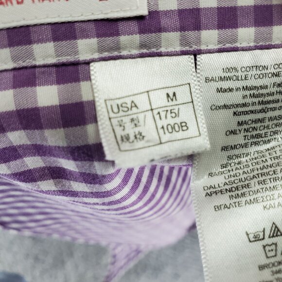 Brooks Brothers Shirt Mens Medium Purple Gingham 346 Original Polo Non-Iron - Picture 4 of 10